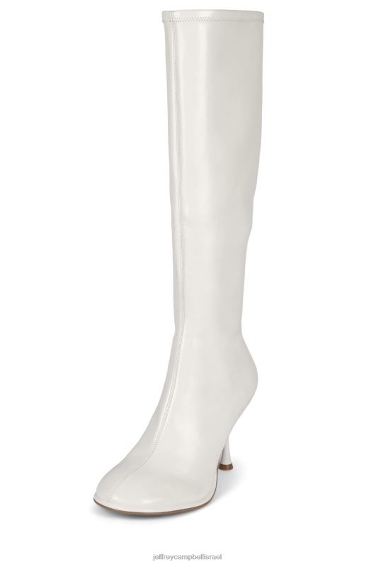 il Jeffrey Campbell אלכסונים-ק מגפיים מברך עד ירך נשים פטנט קמט לבן NN6N6719