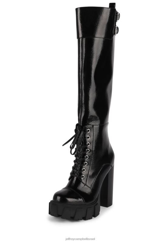 il Jeffrey Campbell מיתי מגפיים מברך עד ירך נשים פטנט קמט שחור NN6N6727