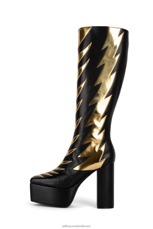 il Jeffrey Campbell נשק זאת מגפיים מברך עד ירך נשים זהב שחור NN6N6735