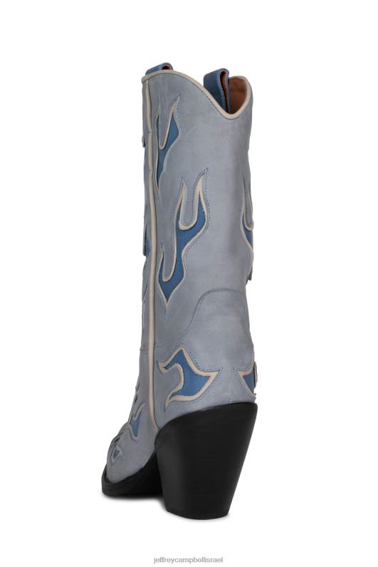 il Jeffrey Campbell להבה מגפיים מברך עד ירך נשים משולבת כחול NN6N6740