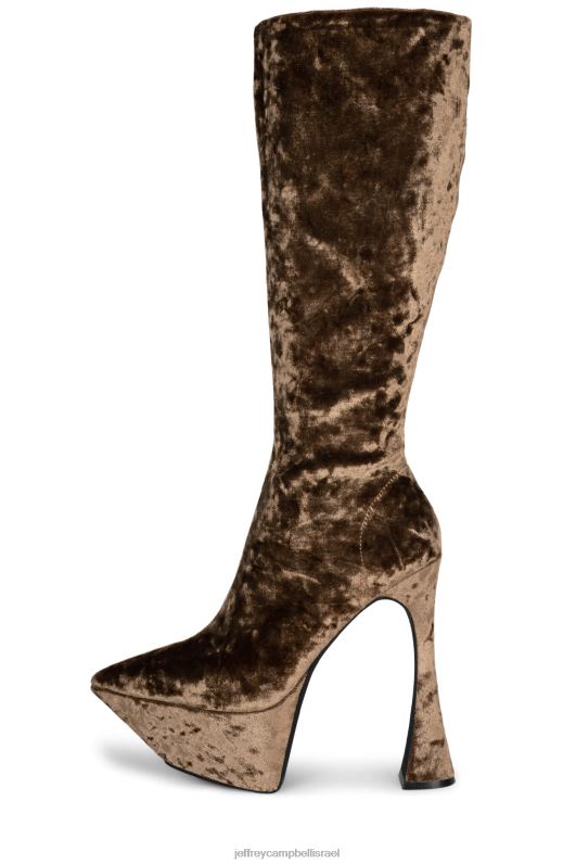 il Jeffrey Campbell היא הולכת מגפיים מברך עד ירך נשים קטיפה כתוש בצבע חום NN6N6742