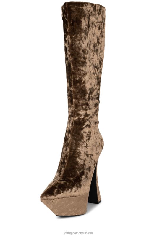 il Jeffrey Campbell היא הולכת מגפיים מברך עד ירך נשים קטיפה כתוש בצבע חום NN6N6742