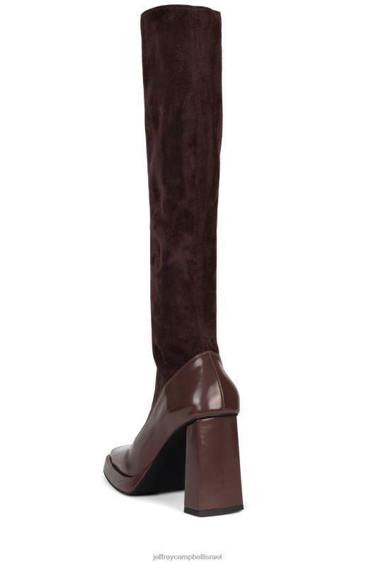 il Jeffrey Campbell מקסימום-ס מגפיים מברך עד ירך נשים שילוב חום NN6N6745