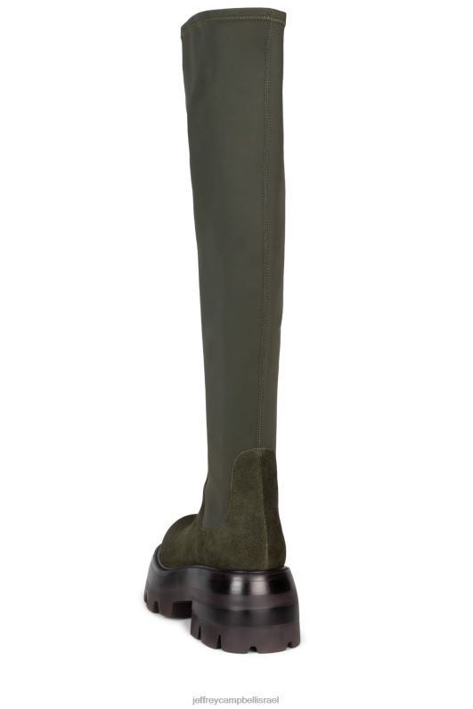 il Jeffrey Campbell אנרגיות טובות מגפיים מברך עד ירך נשים מולטי זמש ירוק כהה NN6N6748