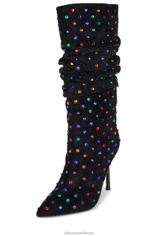 il Jeffrey Campbell החתיך מגפיים מברך עד ירך נשים מולטי זמש שחור NN6N6758