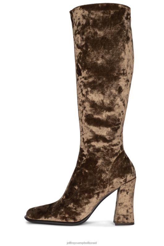 il Jeffrey Campbell נאיסנס מגפיים מברך עד ירך נשים קטיפה כתוש בצבע חום NN6N6766