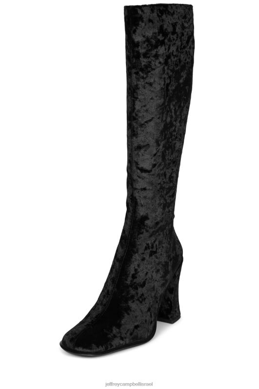 il Jeffrey Campbell נאיסנס מגפיים מברך עד ירך נשים קטיפה שחורה מעוכה NN6N6768