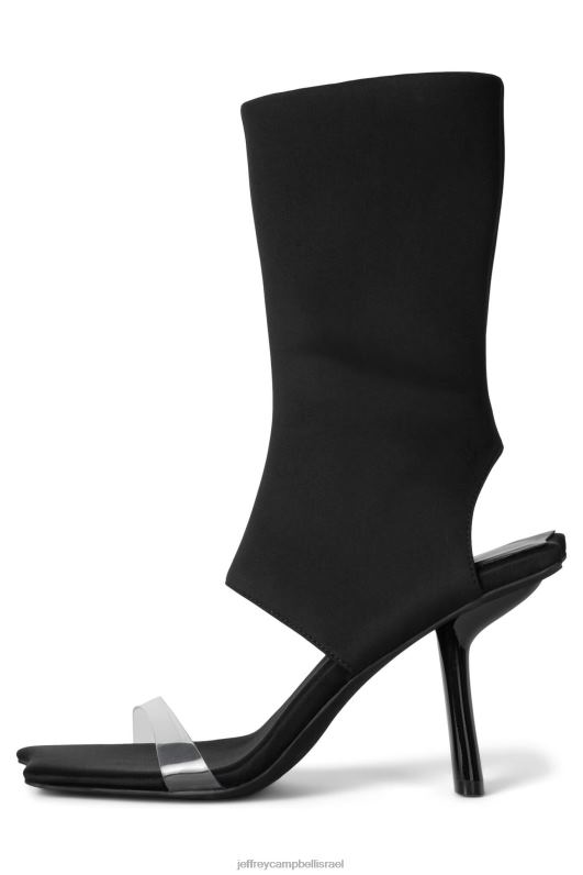 il Jeffrey Campbell סטרוטין סנדל עם עקבים נשים ניאופרן שחור שקוף NN6N677