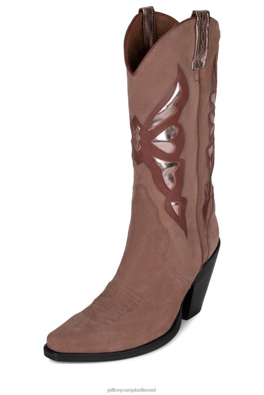 il Jeffrey Campbell מרפרף מגפיים מברך עד ירך נשים סומק זמש ורוד מטאלי NN6N6777