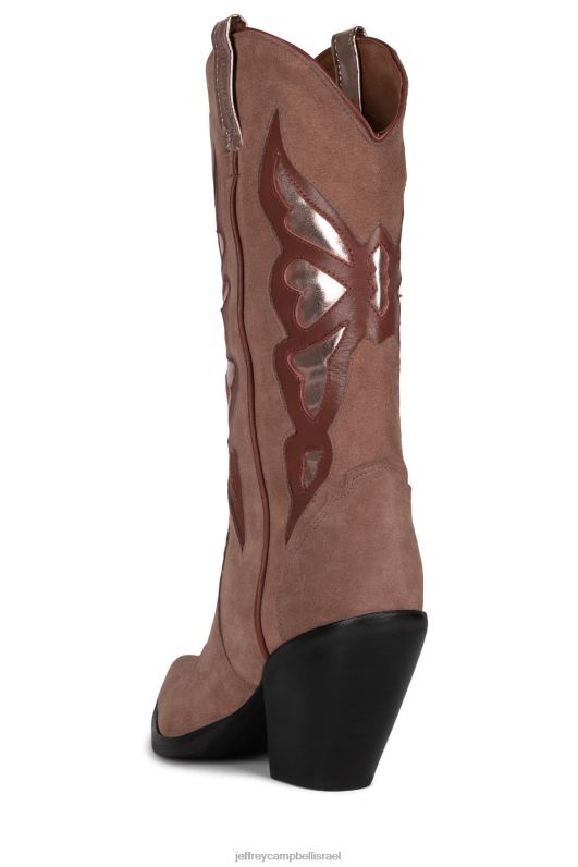 il Jeffrey Campbell מרפרף מגפיים מברך עד ירך נשים סומק זמש ורוד מטאלי NN6N6777