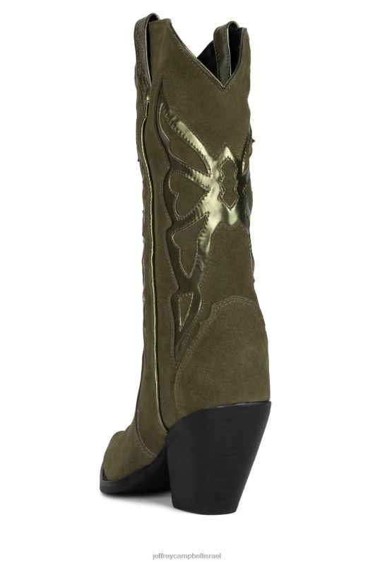 il Jeffrey Campbell מרפרף מגפיים מברך עד ירך נשים זמש זית זית מתכתי NN6N6778