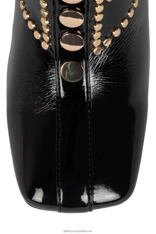 il Jeffrey Campbell סיינה-סט מגפיים מברך עד ירך נשים קמט שחור זהב פטנט NN6N6780