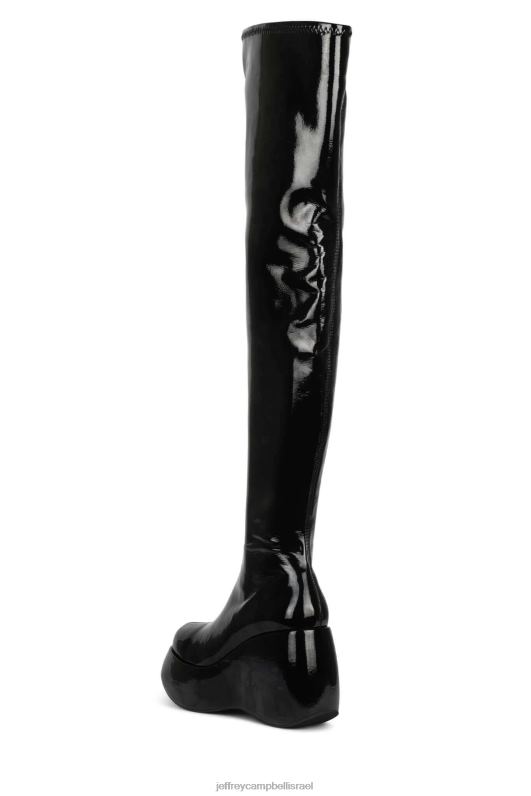 il Jeffrey Campbell אליטה-ח מגפיים מברך עד ירך נשים פטנט קמט שחור NN6N6783