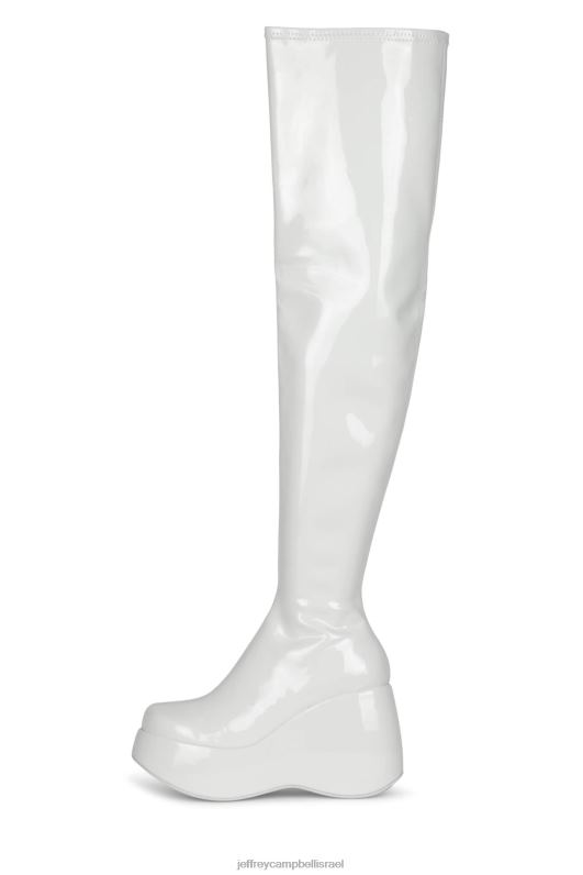 il Jeffrey Campbell אליטה-ח מגפיים מברך עד ירך נשים פטנט לבן NN6N6784