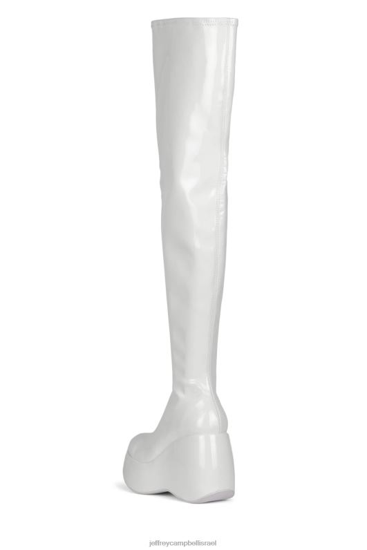 il Jeffrey Campbell אליטה-ח מגפיים מברך עד ירך נשים פטנט לבן NN6N6784