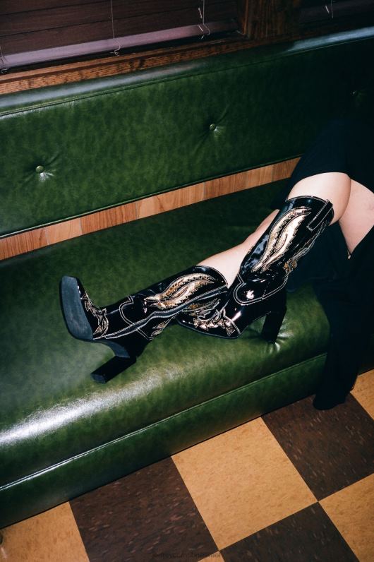 il Jeffrey Campbell קפיצים מגפיים מברך עד ירך נשים זהב פטנט שחור NN6N6790