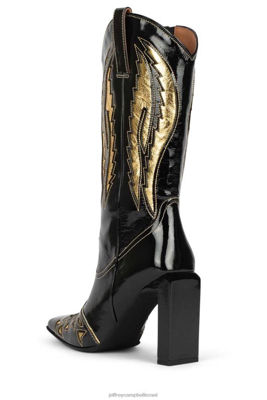 il Jeffrey Campbell קפיצים מגפיים מברך עד ירך נשים זהב פטנט שחור NN6N6790