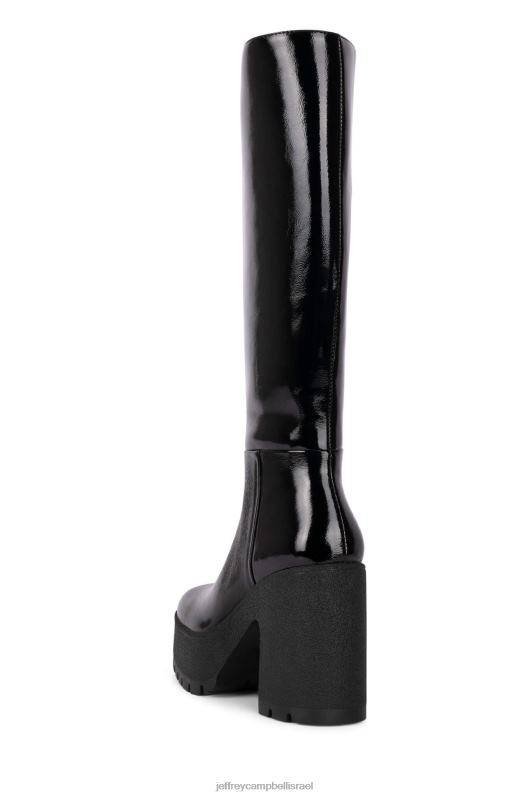 il Jeffrey Campbell לְרַעֲנֵן מגפיים מברך עד ירך נשים פטנט קמט שחור NN6N6801