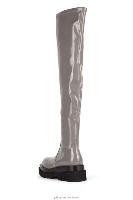 il Jeffrey Campbell טנק-בסדר מגפיים מברך עד ירך נשים פטנט אפור NN6N6810