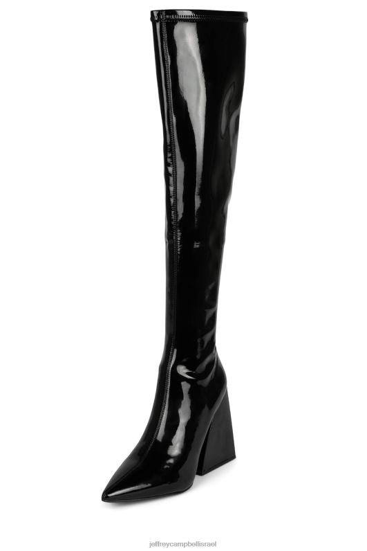 il Jeffrey Campbell ערעורים מגפיים מברך עד ירך נשים פטנט שחור NN6N6817