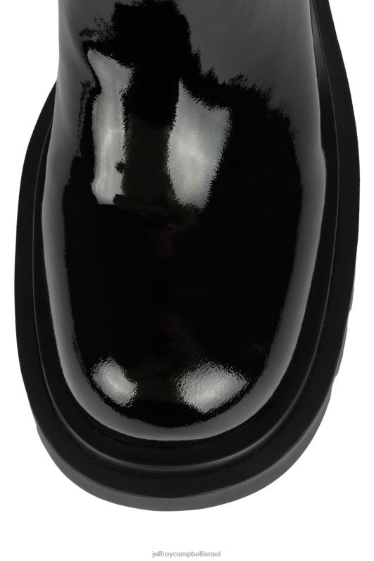 il Jeffrey Campbell בהליכה מגפיים מברך עד ירך נשים פטנט קמט שחור NN6N6821