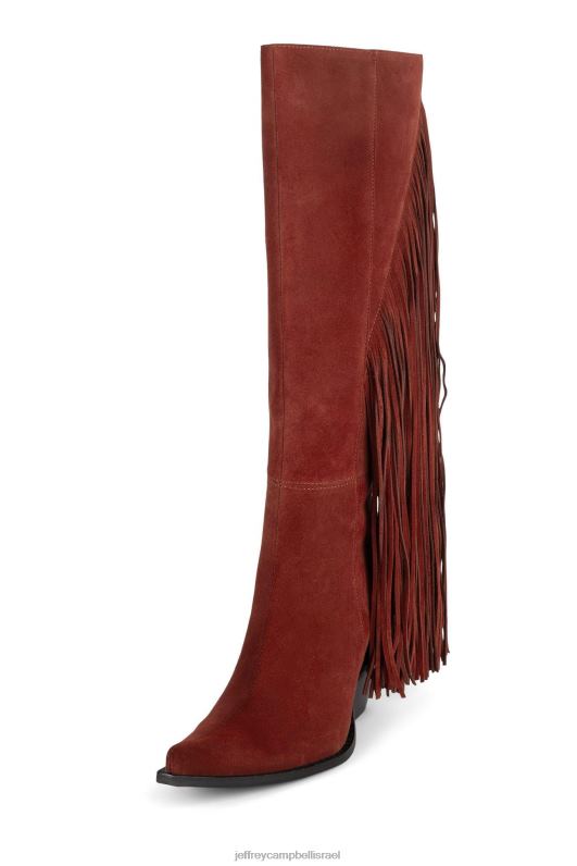 il Jeffrey Campbell בקר מגפיים מברך עד ירך נשים זמש אדום NN6N6823