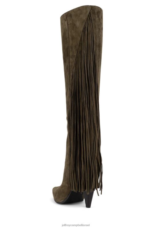 il Jeffrey Campbell הַדהָרָה מגפיים מברך עד ירך נשים זמש חאקי NN6N6827