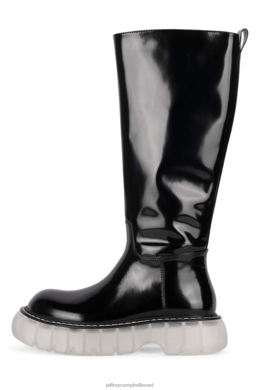 il Jeffrey Campbell בִּלוּשׁ מגפיים מברך עד ירך נשים קופסה שחורה שקופה NN6N6828