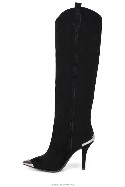 il Jeffrey Campbell מאת גולי מגפיים מברך עד ירך נשים כסף זמש שחור NN6N6840