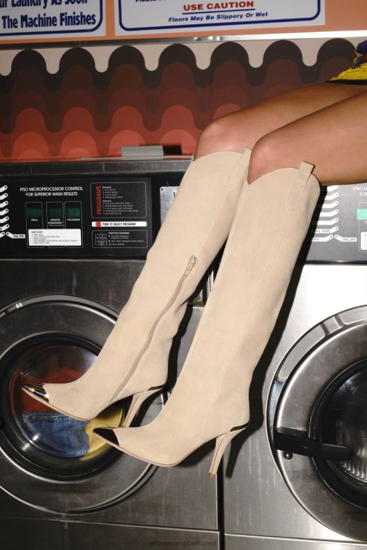 il Jeffrey Campbell מאת גולי מגפיים מברך עד ירך נשים כסף זמש שחור NN6N6840