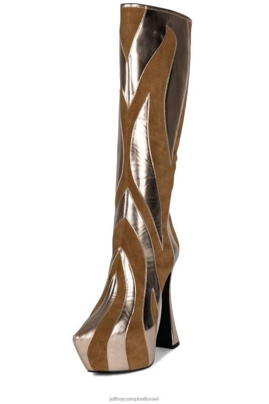 il Jeffrey Campbell לא מאולף מגפיים מברך עד ירך נשים זמש שזוף רוזגולד NN6N6848