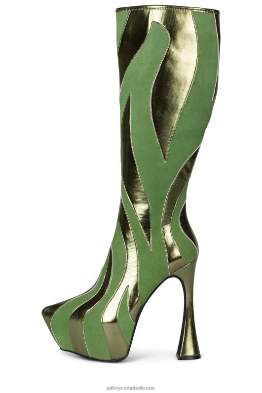 il Jeffrey Campbell לא מאולף מגפיים מברך עד ירך נשים זמש ירוק מטאלי ירוק NN6N6850