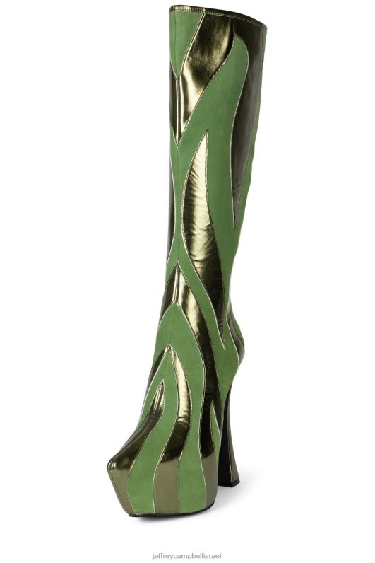 il Jeffrey Campbell לא מאולף מגפיים מברך עד ירך נשים זמש ירוק מטאלי ירוק NN6N6850