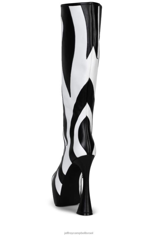 il Jeffrey Campbell לא מאולף מגפיים מברך עד ירך נשים זברה שחורה לבנה NN6N6851