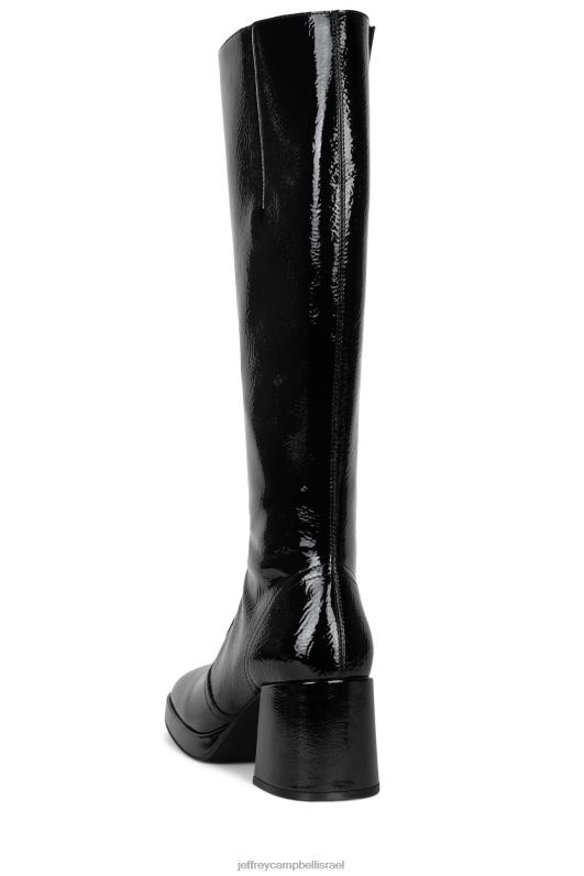 il Jeffrey Campbell מנוריזם מגפיים מברך עד ירך נשים פטנט קמט שחור NN6N6852