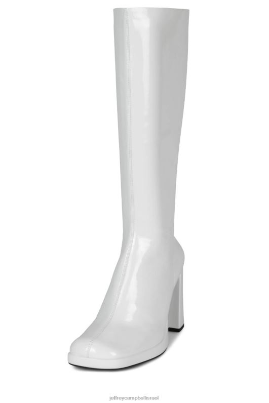 il Jeffrey Campbell מינימום מגפיים מברך עד ירך נשים פטנט קמט לבן NN6N6853