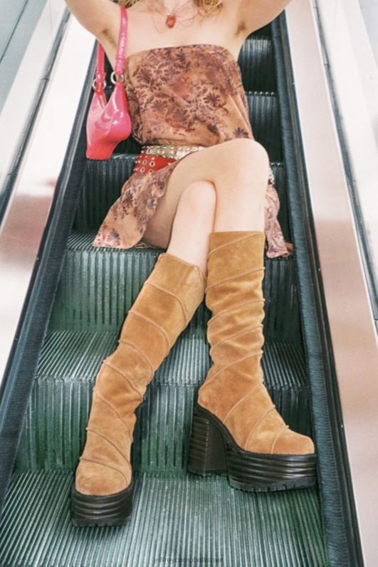 il Jeffrey Campbell פאי דובדבנים מגפיים מברך עד ירך נשים זמש משומן שזוף NN6N6864