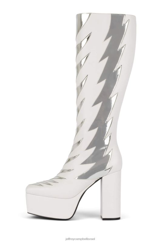 il Jeffrey Campbell נשק זאת מגפיים מברך עד ירך נשים כסף לבן NN6N6873