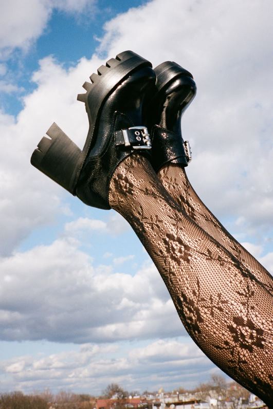 il Jeffrey Campbell לְהִכָּשֵׁל אתחול פלטפורמה נשים פטנט קמט שחור NN6N6901