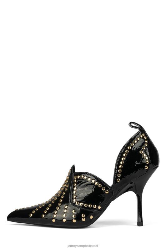 il Jeffrey Campbell ספוג מגפיים מערביות נשים זהב פטנט שחור NN6N6904