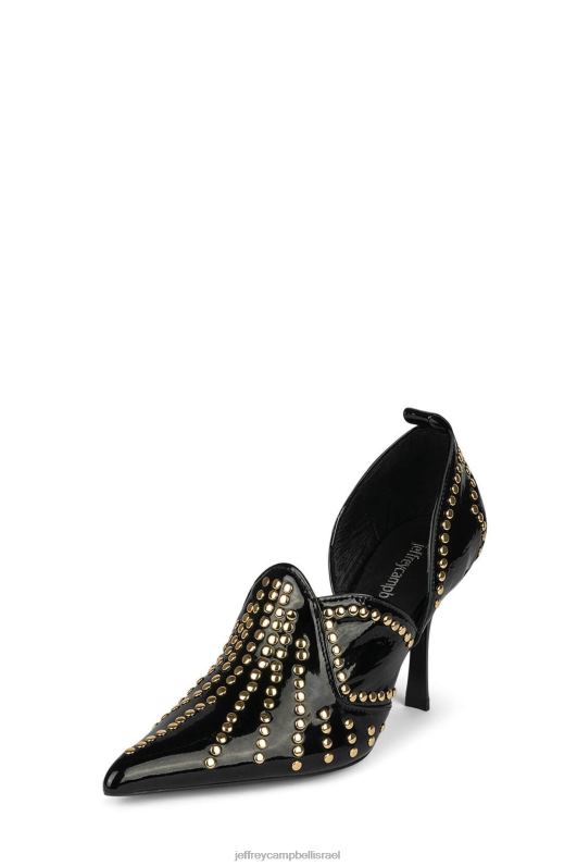 il Jeffrey Campbell ספוג מגפיים מערביות נשים זהב פטנט שחור NN6N6904