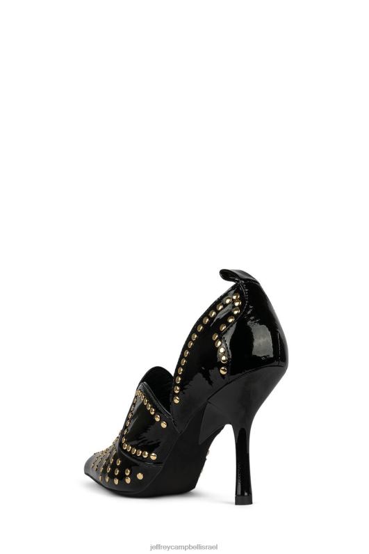 il Jeffrey Campbell ספוג מגפיים מערביות נשים זהב פטנט שחור NN6N6904