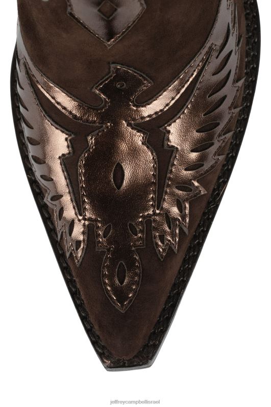 il Jeffrey Campbell איגלטון מגפיים מערביות נשים זמש חום מטאלי חום NN6N6911