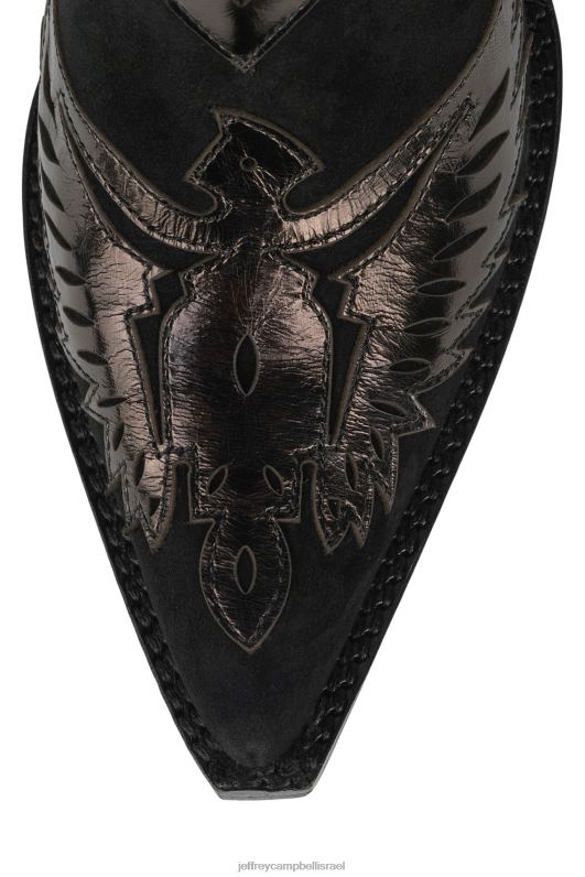 il Jeffrey Campbell איגלטון מגפיים מערביות נשים זמש שחור מטאלי שחור NN6N6912