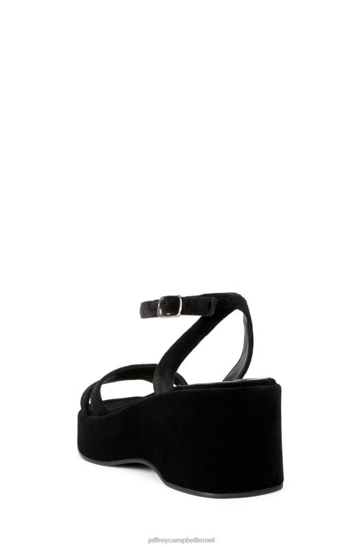 il Jeffrey Campbell לְהַפְעִיל סנדל פלטפורמה נשים קטיפה שחורה מעוכה NN6N6931