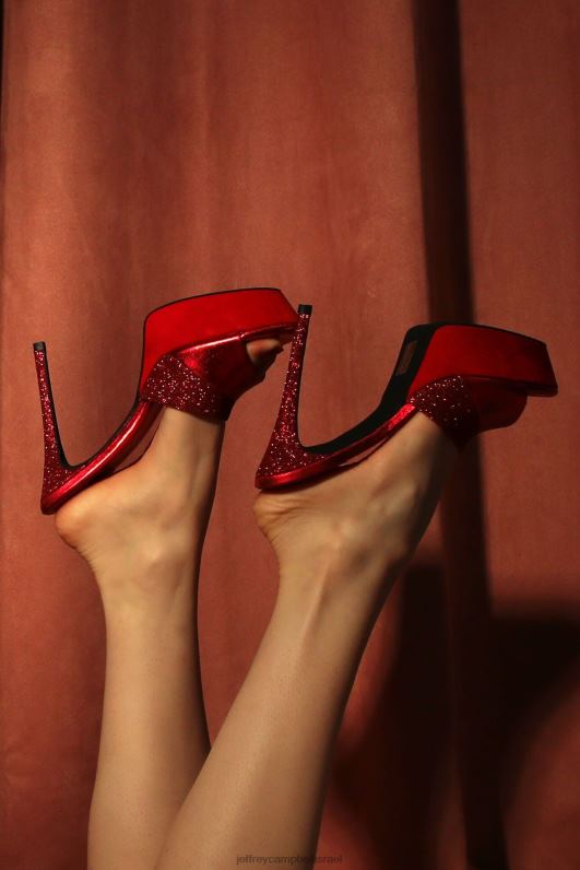 il Jeffrey Campbell קו גבול סנדל פלטפורמה נשים משולבת נצנצים אדומים NN6N6936