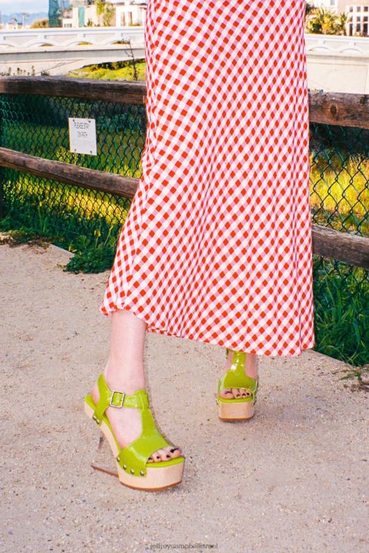 il Jeffrey Campbell גלריה סנדל פלטפורמה נשים פטנט ירוק כסף NN6N6944