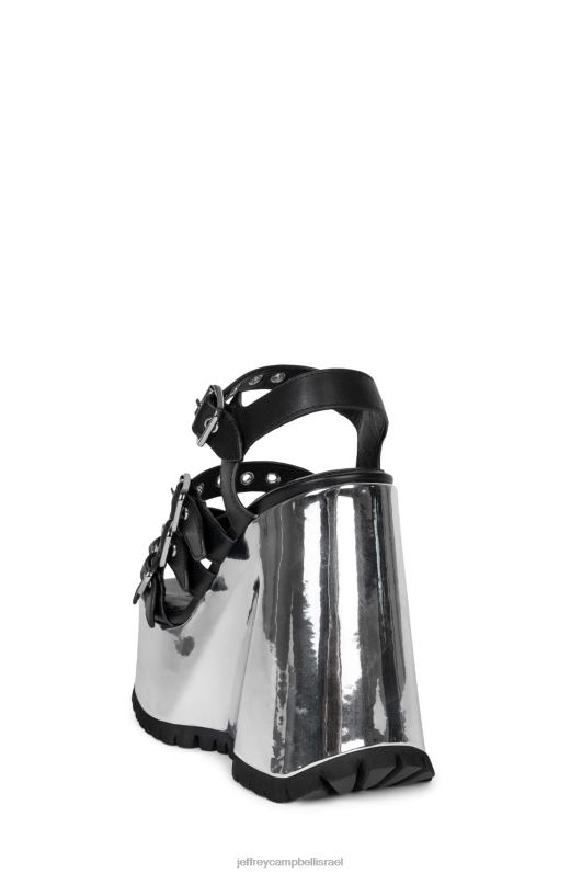 il Jeffrey Campbell בטל סנדל פלטפורמה נשים כסף שחור מתכתי NN6N6946