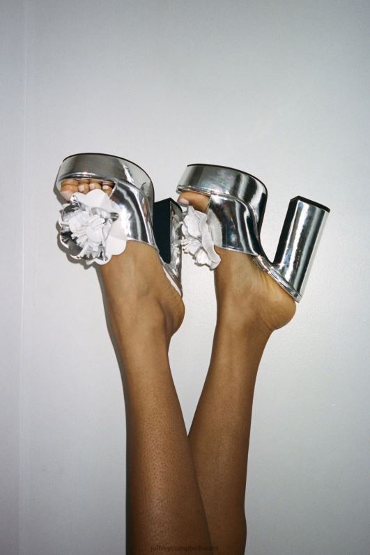 il Jeffrey Campbell אזורים טרופיים סנדל פלטפורמה נשים פטנט כסף לבן NN6N6960