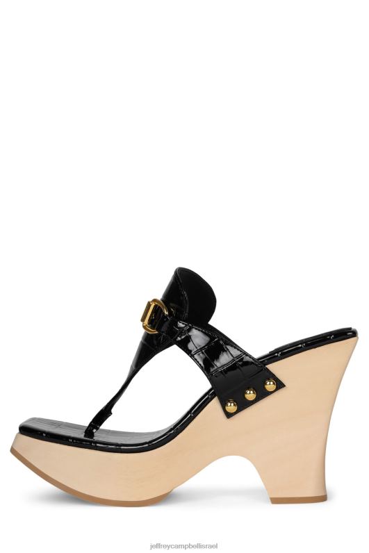 il Jeffrey Campbell מעורפל סנדל פלטפורמה נשים זהב קרוקו שחור NN6N6974